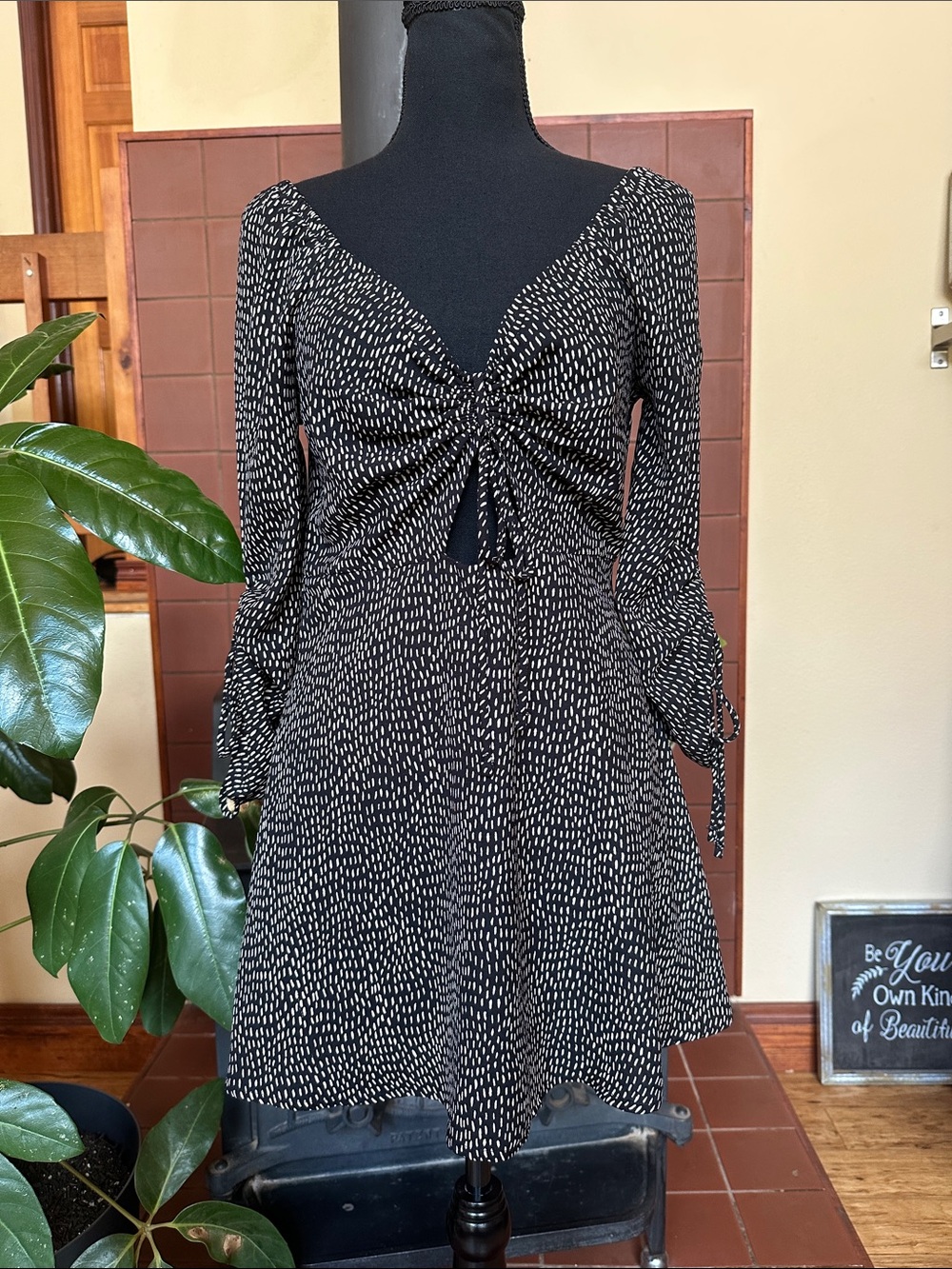 #234-‎ The Impeccable Pig Tie-Front Mini Dress with Key Hole Cutout